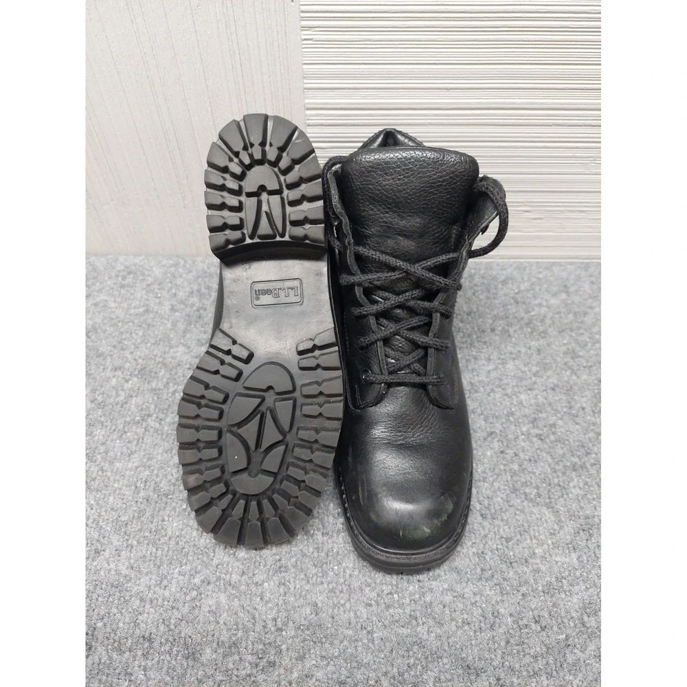 L L Bean Men Boot Shoe 7.5 Black Genuine Leather Lace Up Tactical Military Ankle